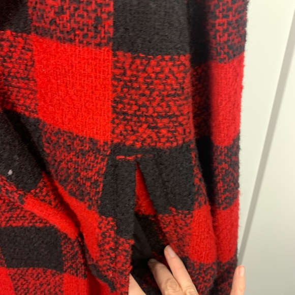 William Rast LARGE Red Black Wool Coat Buffalo Check Preppy Winter Timberlake - Picture 7 of 10